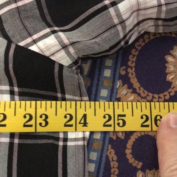 LOFT Women’s Tunic Split Sleeves with Ties Boat Neck Black White Plaid XXL - Picture 9 of 12